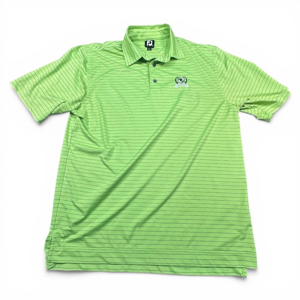 FootJoy Polo Shirt Mens Large Green Striped Short Sleeve Golf Legends Top